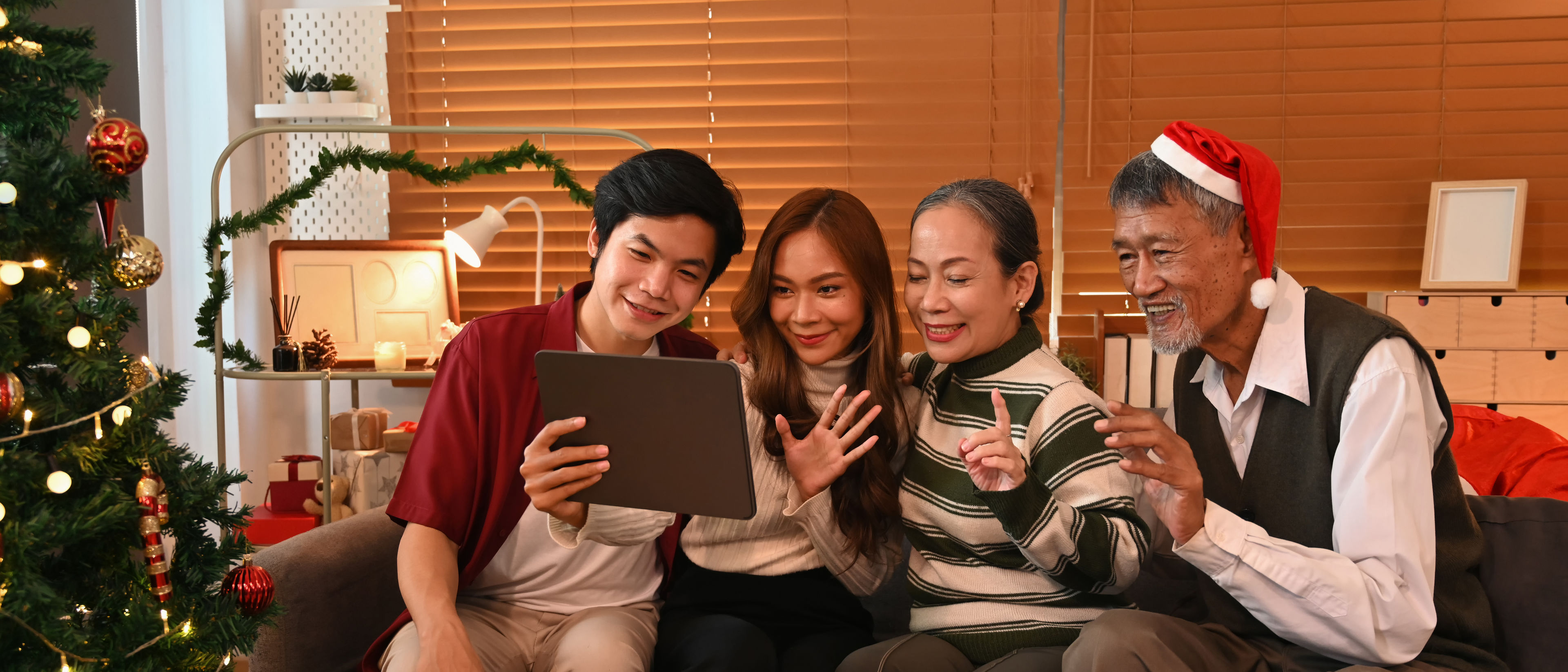 Family having video call.